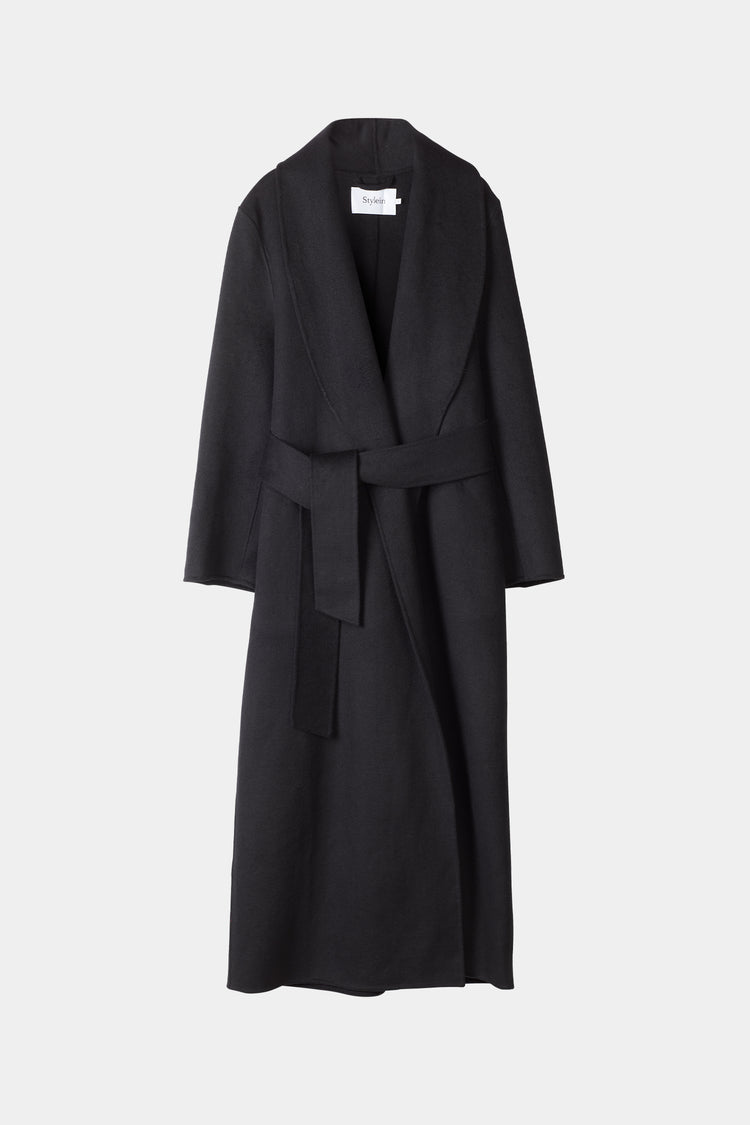 black wool coat long stylein thiene packshot