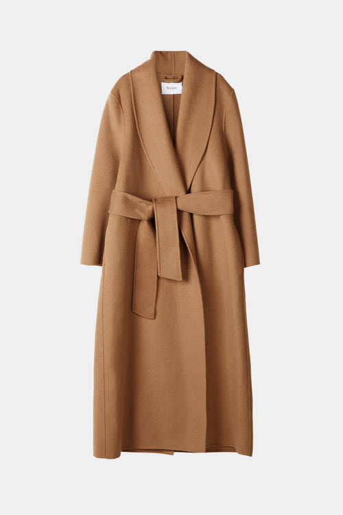 camel wool coat long stylein thiene front