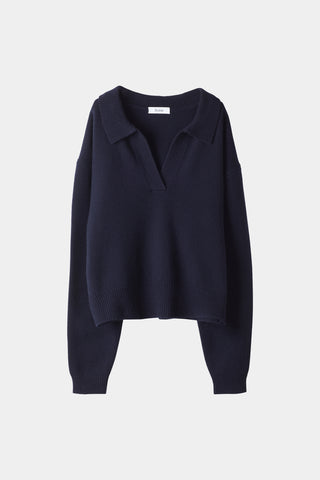 navy v-nec collar knitted sweater stylein harmony packshot