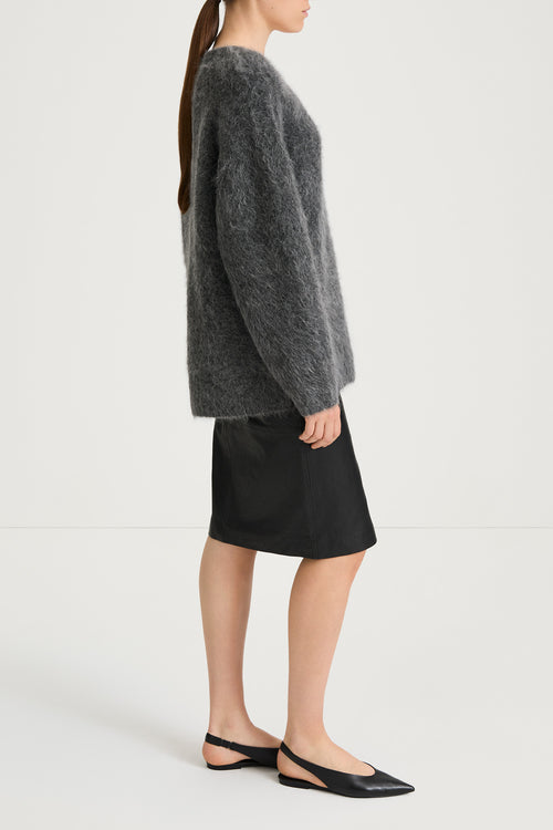 v-neck mohair sweater grey stylein liora side