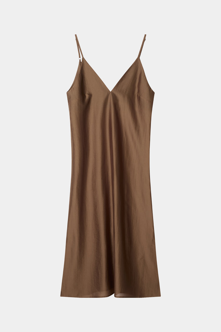 Babeline mid long v-neck lip dress praline stylein packshot