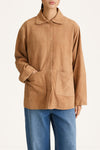 Volterra suede jacket stylein front close up model image