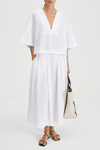 Jorina skirt voluminous mid length a line white stylein front image