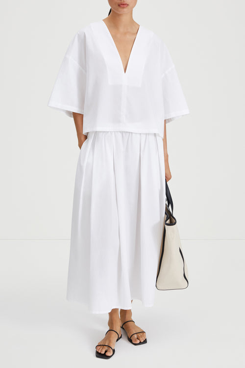 Jorina skirt voluminous mid length a line white stylein front image