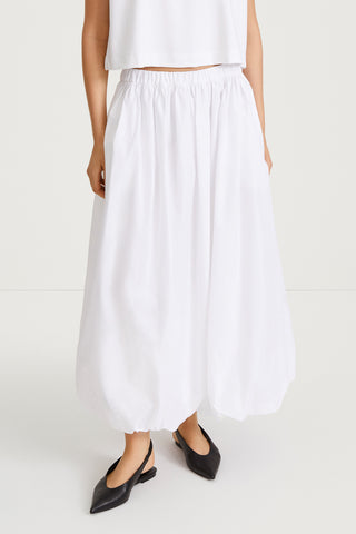 Joeline skirt voluminous a line ankle length puffy bottom hem white stylein front image