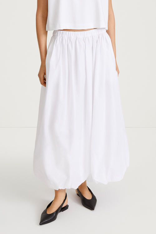 Joeline skirt voluminous a line ankle length puffy bottom hem white stylein front image