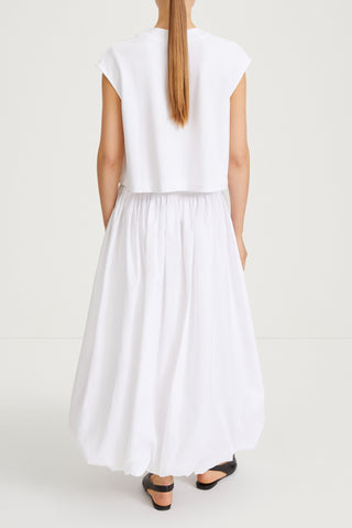 Joeline skirt voluminous a line ankle length puffy bottom hem white stylein back image