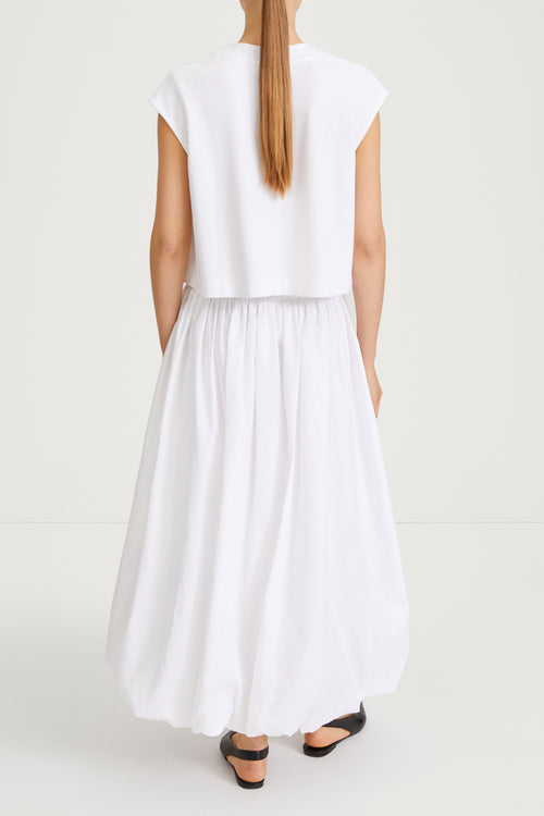 Joeline skirt voluminous a line ankle length puffy bottom hem white stylein back image