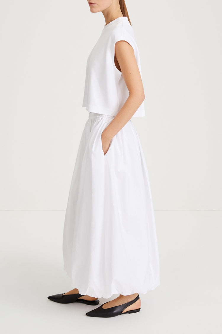 Joeline skirt voluminous a line ankle length puffy bottom hem white stylein side image