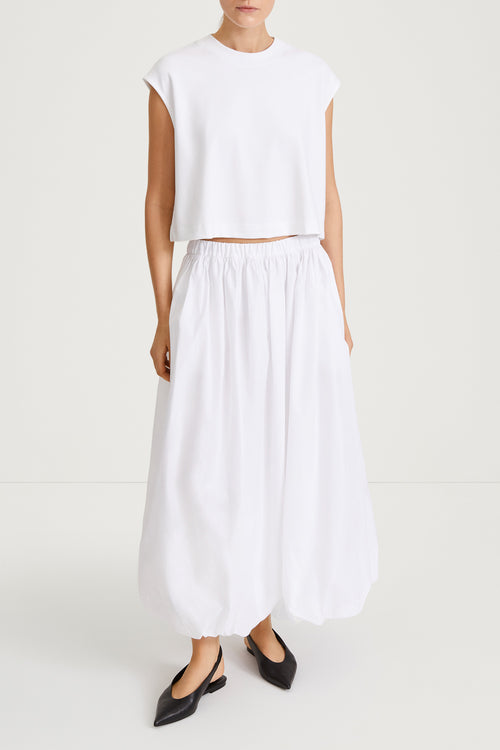 Joeline skirt voluminous a line ankle length puffy bottom hem white stylein front image