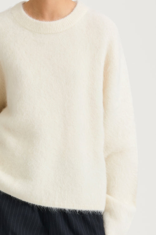 white alpacka knitted sweater stylein lorena model image