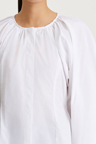 white draped blouse cotton stylein junina detail