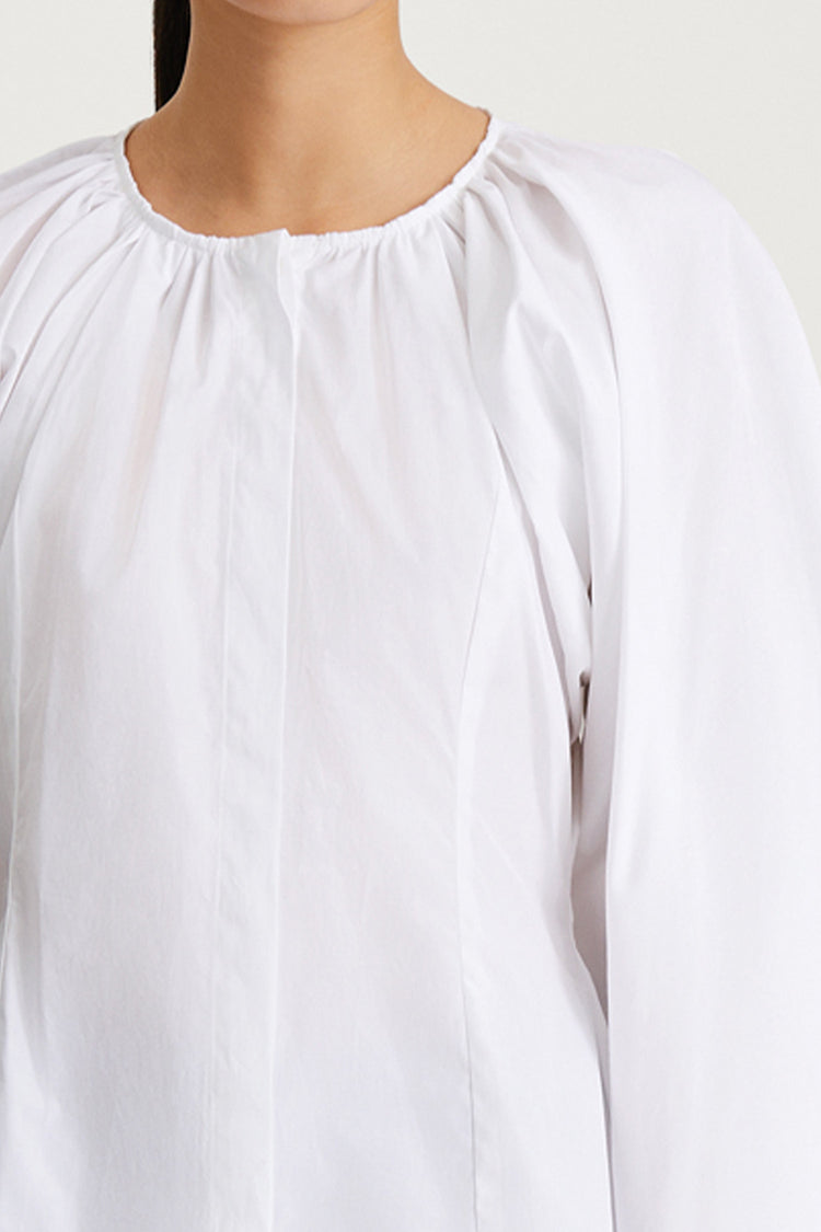 white draped blouse cotton stylein junina detail