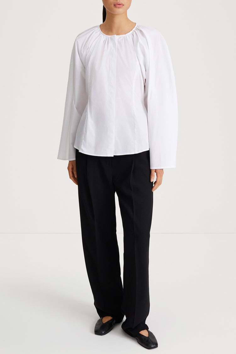 white draped blouse cotton stylein junina