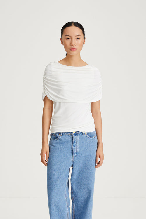 Capena top white off shoulder short sleeve stylein front image
