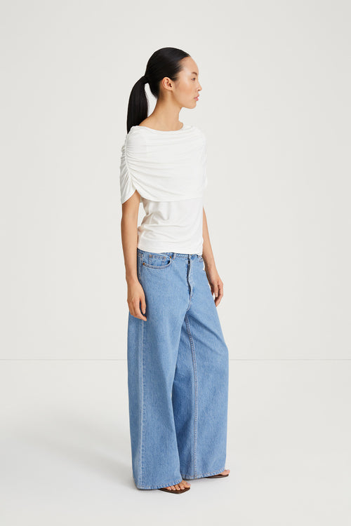 Capena top white off shoulder short sleeve stylein side image