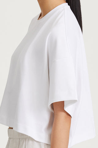 Jimmy tshirt cropped boxy white stylein  detail image