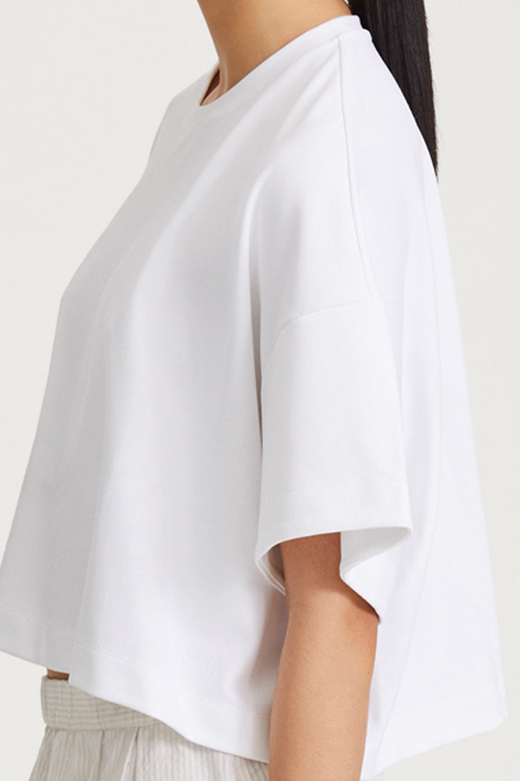 Jimmy tshirt cropped boxy white stylein  detail image