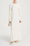 white dress satin-long stylein monica model image