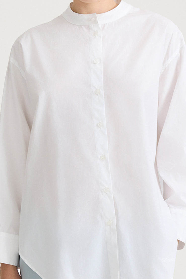 White high collar shirt stylein jazlyn front close up model image