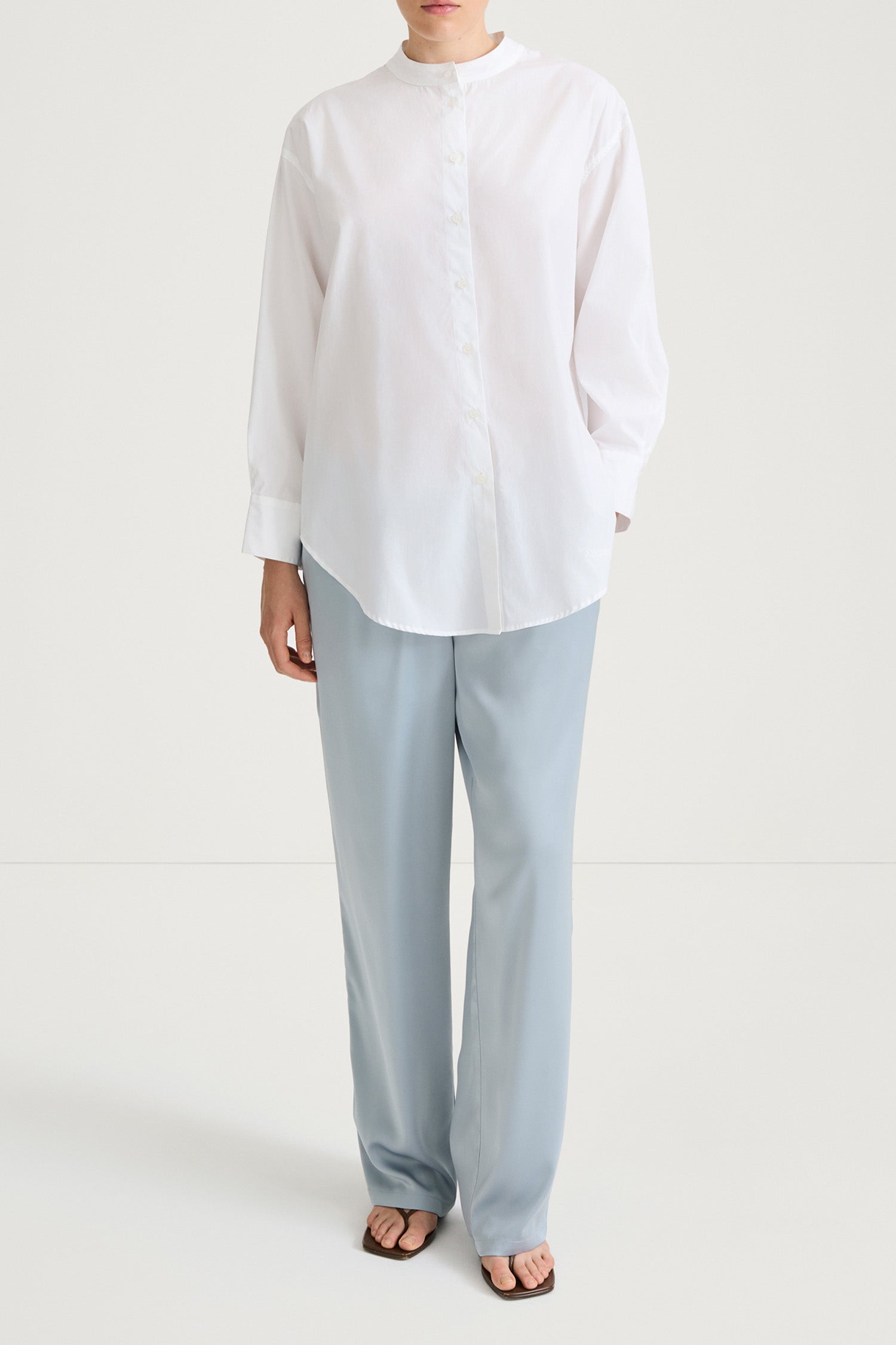 White high collar shirt stylein jazlyn front model image