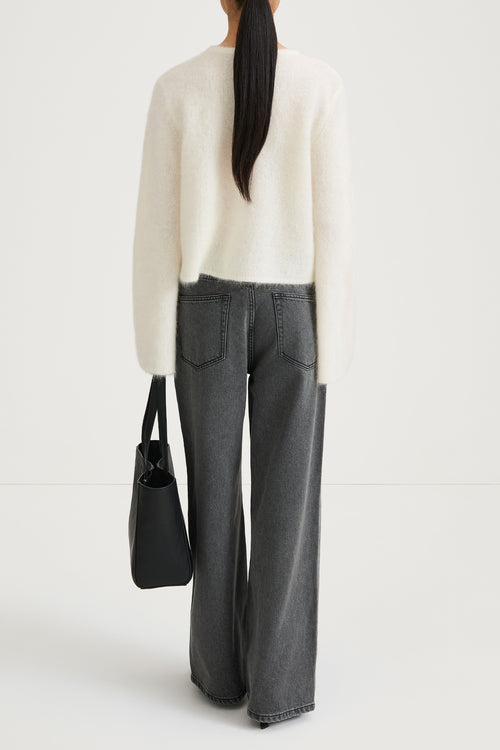 white knitted sweater stylein nima back