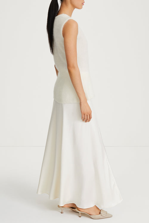 white mohair sleeveless flaired top stylein naya side