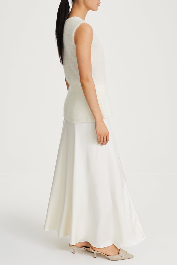 white mohair sleeveless flaired top stylein naya side