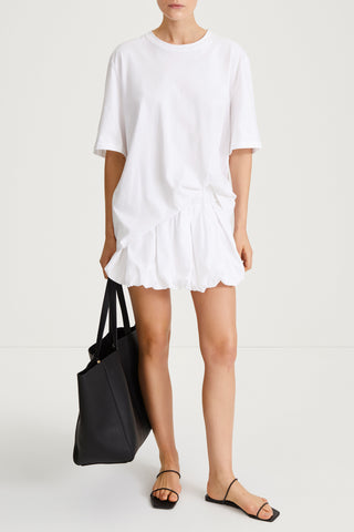 Juzzy skirt mini box pleats voluminous gathered bottom hem white stylein front image