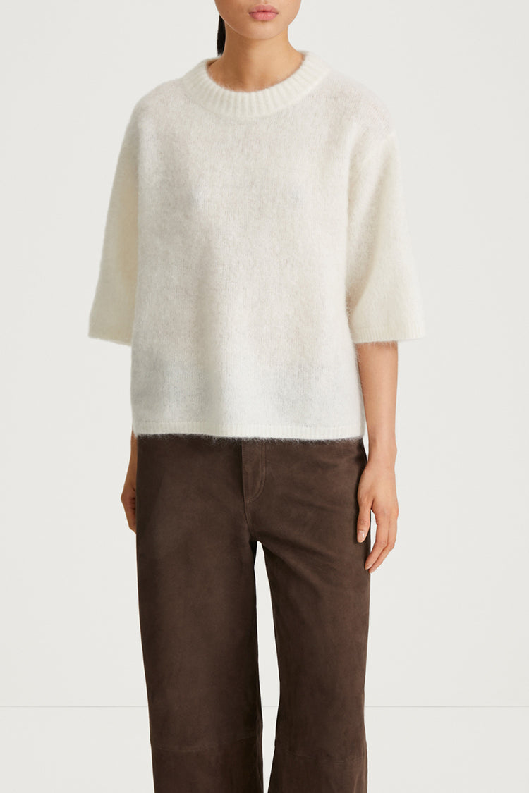 white mohair top nour stylein close up