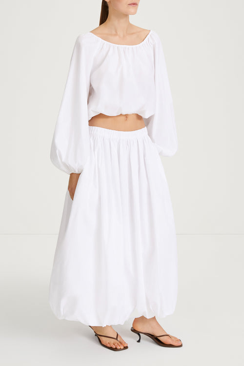 Jurata blouse offshoulder cropped long balloon sleeves  white stylein side image