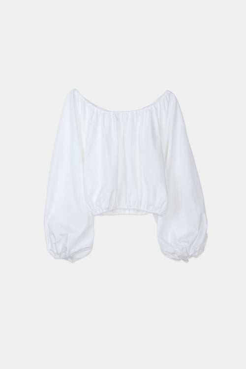 Jurata blouse offshoulder cropped long balloon sleeves  white stylein packshot