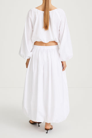 Jurata blouse offshoulder cropped long balloon sleeves  white stylein back image