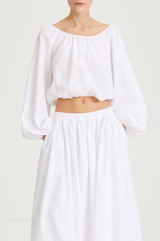 Jurata blouse offshoulder cropped long balloon sleeves  white stylein front image