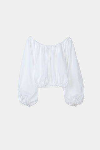 Jurata blouse offshoulder cropped long balloon sleeves  white stylein packshot