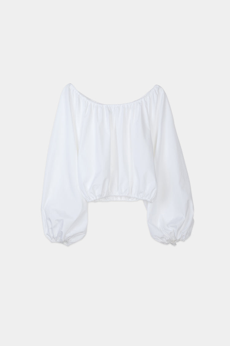 Jurata blouse offshoulder cropped long balloon sleeves  white stylein packshot
