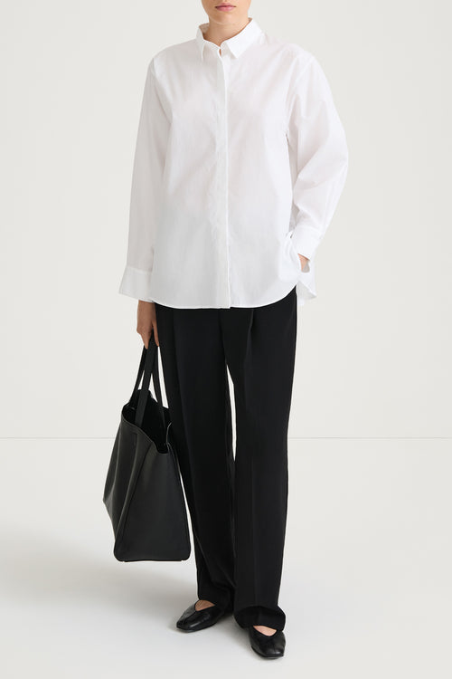 white oversized cotton shirt stylein janis front