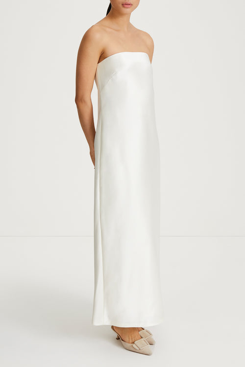 white satin dress Long Stylein blair side