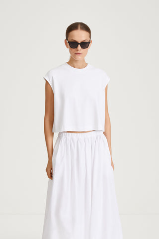 Jenn top white sleeveless cropped stylein front image