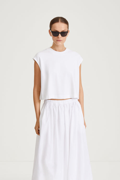 Jenn top white sleeveless cropped stylein front image