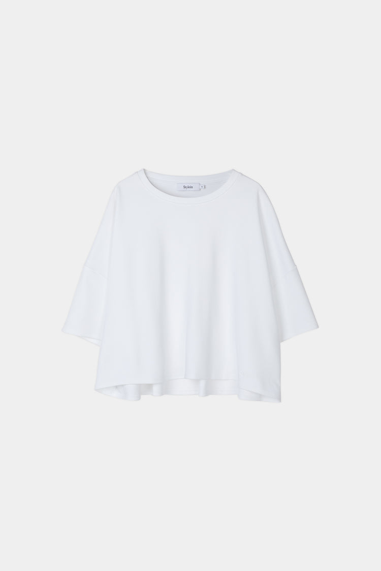 Jimmy tshirt cropped boxy white stylein packshot