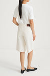 Wide leg high-waist denim jeans shorts stylein kayne ecru white model image back
