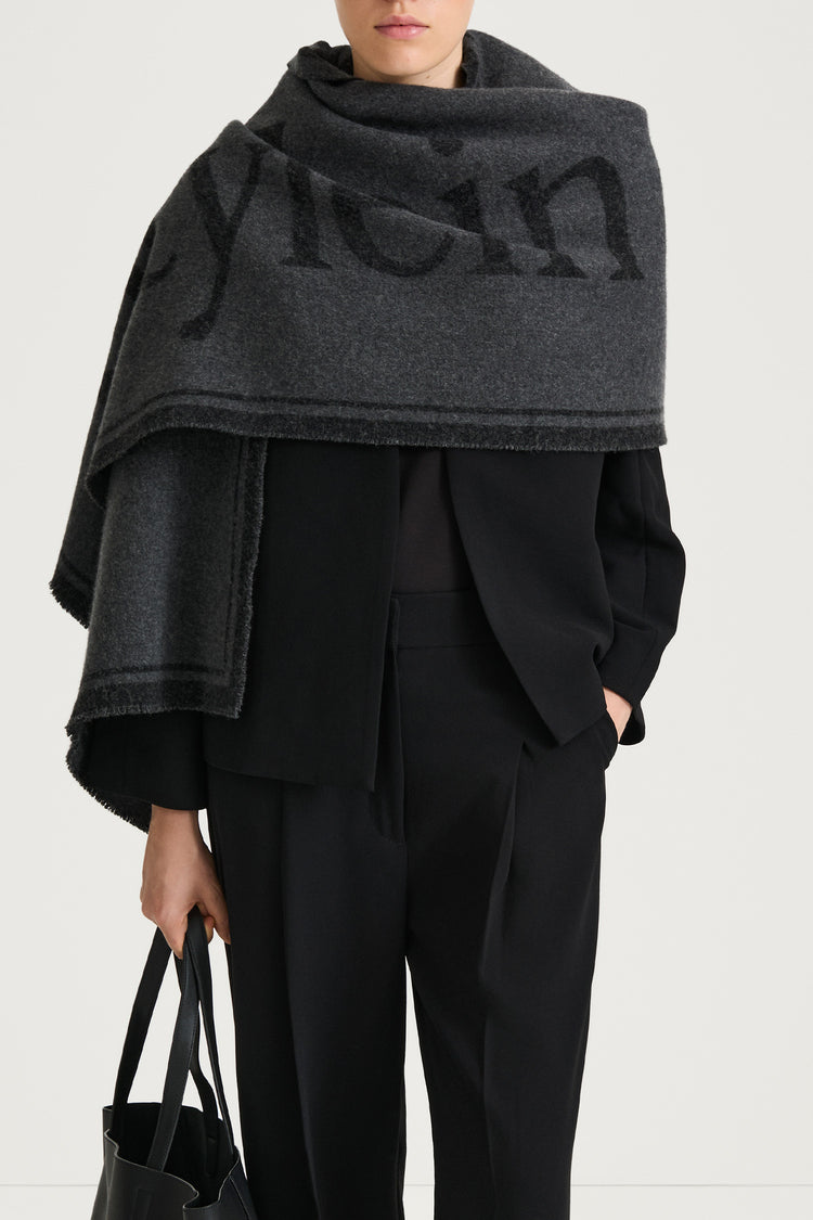 wide logo wool scarf grey stylein thalia