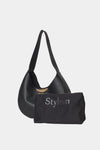 HAND BAG SHOPPER - YARDLY BAG PLACKET BLACK STRUCTURED