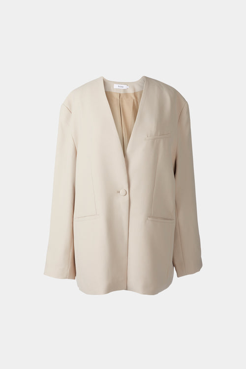 Bastian blazer thin shoulder pads wide silhouette crepe full length cream stylein packshot