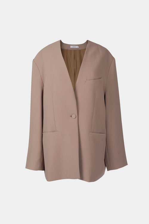 Bastian blazer thin shoulder pads wide silhouette full length nougat stylein packshot