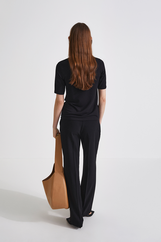 Jana tshirt rounded neck cotton mix black stylein back image