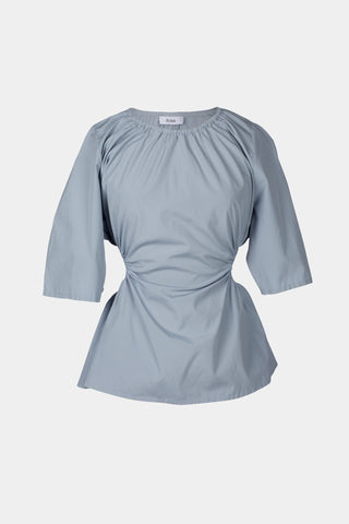 Jara top elbow long sleeves open back steel blue stylein packshot