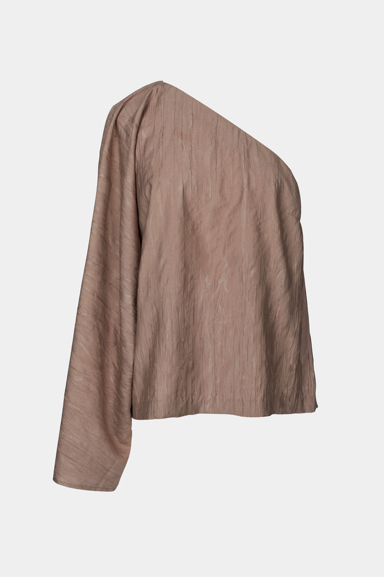 Massa one shoulder voluminous kimono sleeve full length nougat stylein packshot