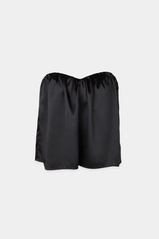 Midas top short bandeau heart shaped bust gathering details shiny black stylein packshot